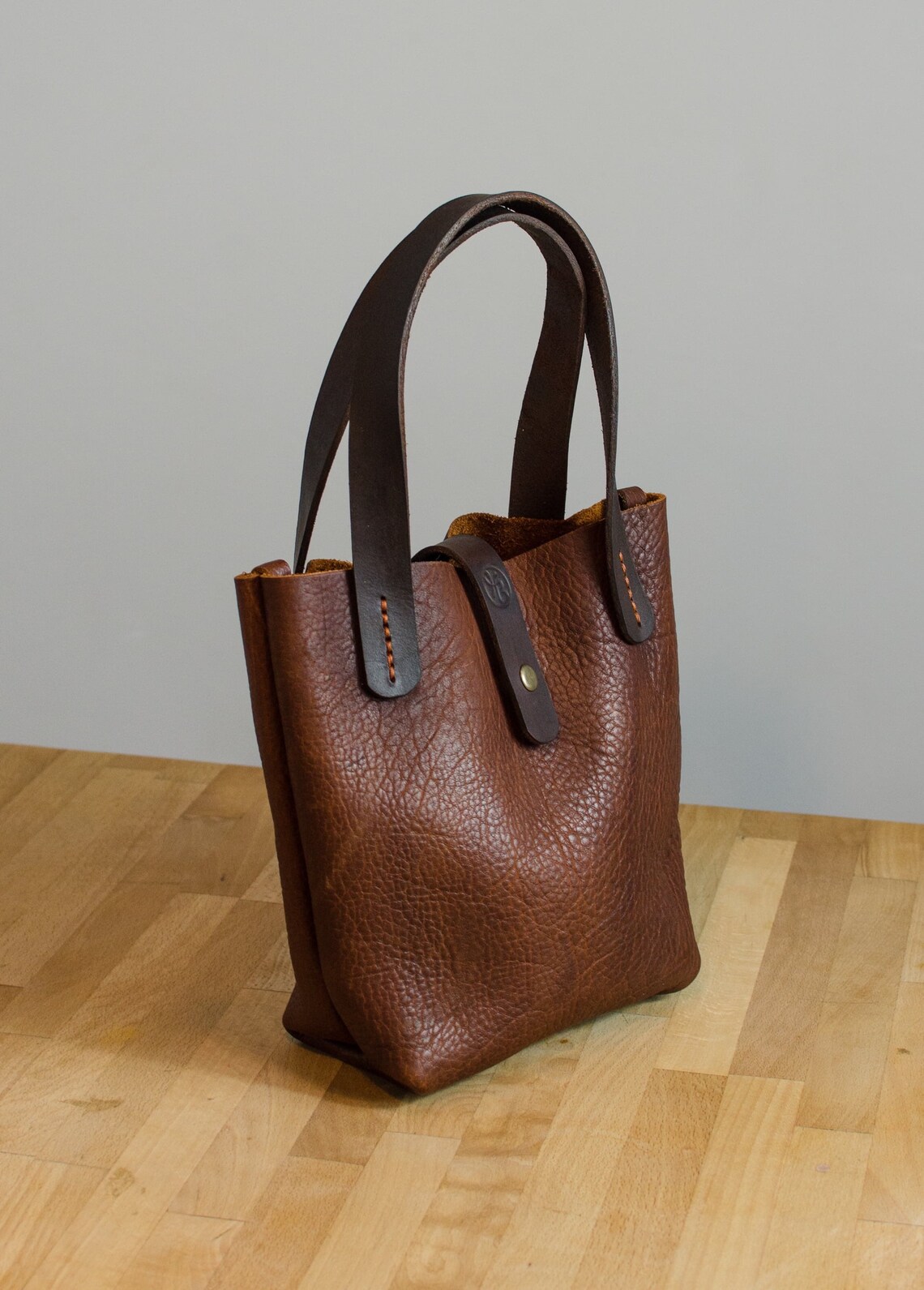 Handmade Chestnut Brown Leather Tote Bag: Italian Leather Handbag - Etsy