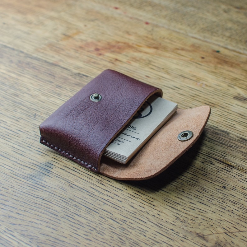 Leather Gifts, Card Holder, Brown Leather Card Wallet, Leather Coin Pouch or Card Wallet, Handmade in Britain image 9