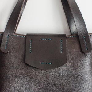 Handmade Leather Bag, Womens Leather Tote Bag in Dark Brown OX Leather, Handmade In Britain. zdjęcie 5