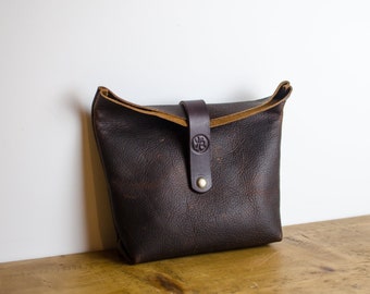 Leather Toiletry Bag - Make-Up Bag - Leather Travel Bag - Cosmetic Bag - Leather Bag - Leather Wash Bag - Dopp Kit Handmade in Britain.