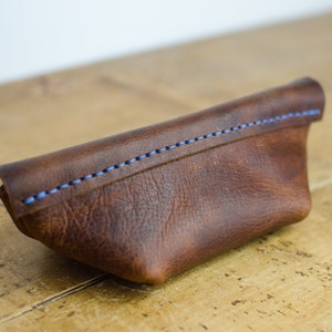 Leather Cosmetic Pouch Leather Pencil Case Glasses Case Leather Make Up Case Handmade in Britain image 3