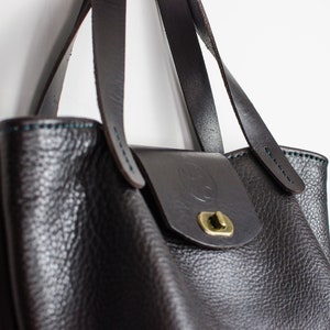 Handmade Leather Bag, Womens Leather Tote Bag in Dark Brown OX Leather, Handmade In Britain. zdjęcie 2