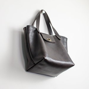 Handmade Leather Bag, Womens Leather Tote Bag in Dark Brown OX Leather, Handmade In Britain. zdjęcie 3