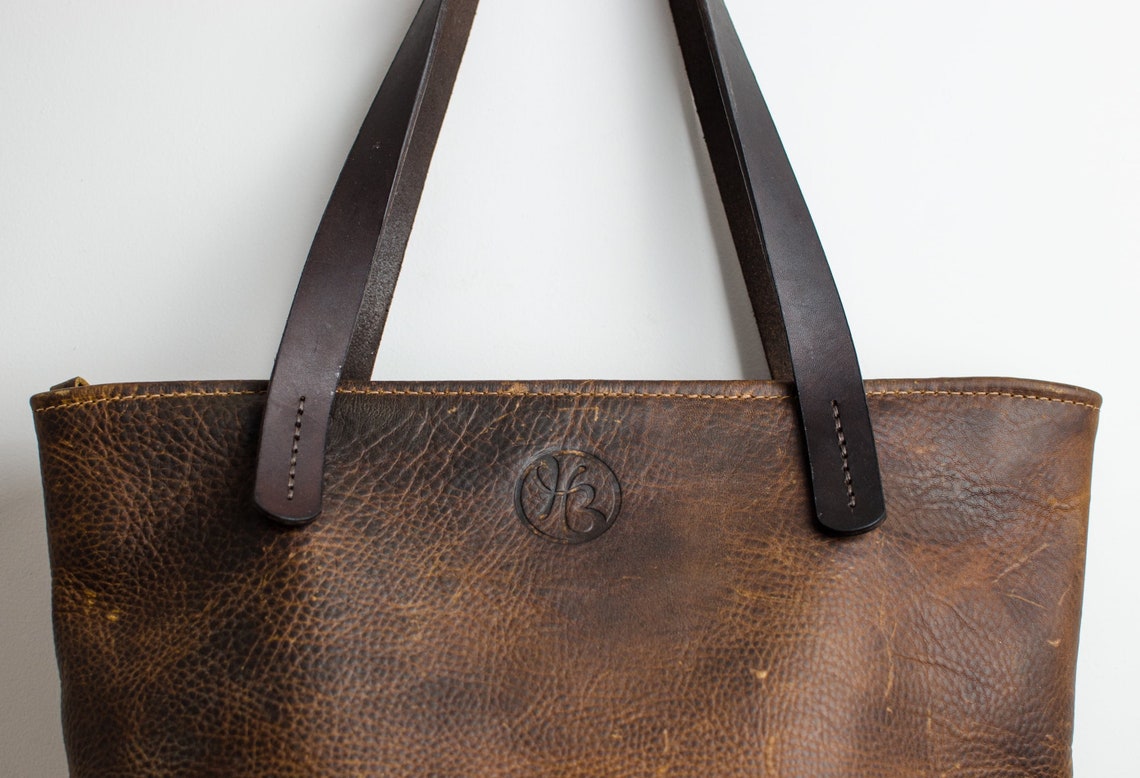 Leather Tote Bag With Zipper Womens Leather Bag Handmade Etsy UK