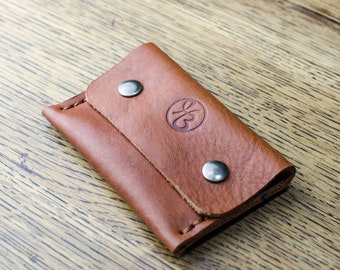 Tan Leather Wallet, Leather Card Holder, Handmade Italian Leather Card Case , Leather Note Wallet, Gift For Him, Handmade in Britain