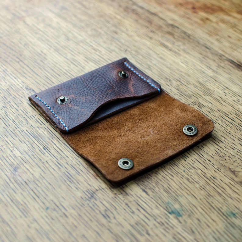 Brown Leather Card Holder, Leather Card Wallet, Unisex Leather Card Holder and Note Wallet, Handmade in Britain image 4