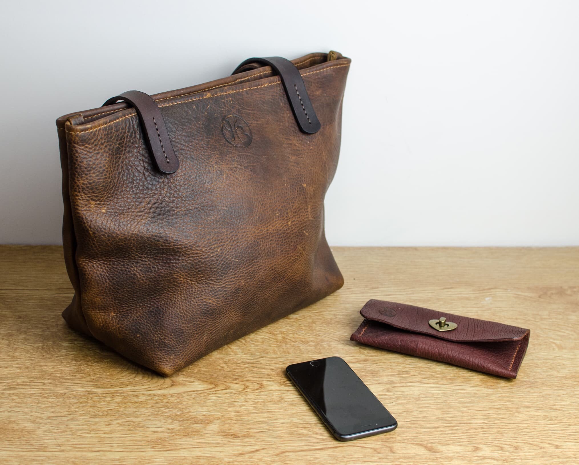 Handmade Leather Tote Bag Leather Tote Bag With Zipper Etsy