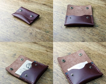 Handmade Card Wallet, Leather Card Holder, Brown Leather Wallet, Handmade Leather Card Holder and Note Wallet, Gift, Handmade in Britain