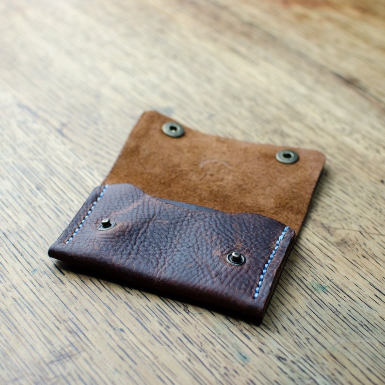 Brown Leather Card Holder, Leather Card Wallet, Unisex Leather Card Holder and Note Wallet, Handmade in Britain image 2
