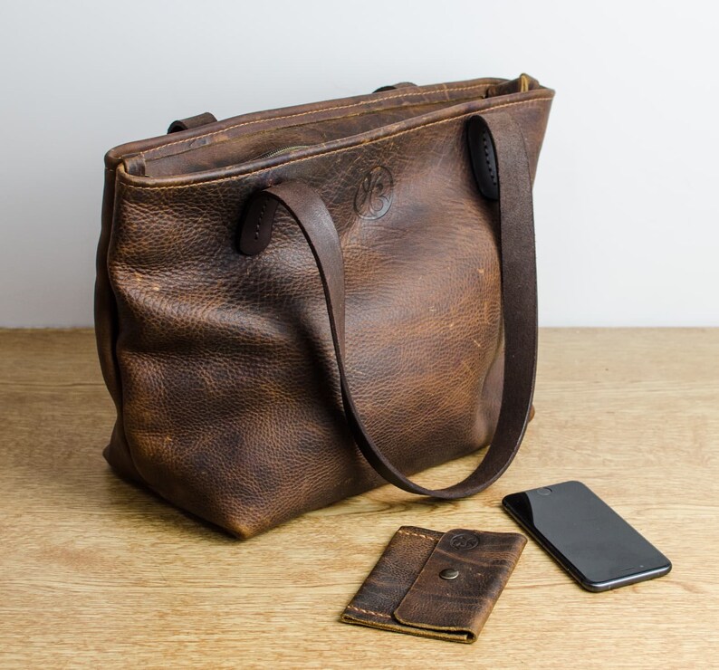 Leather Tote Bag With Zipper Womens Leather Bag Handmade Etsy UK