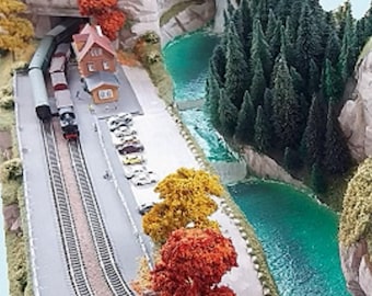 Portable scenic forest hill model railroad layout diorama scale N 1:160