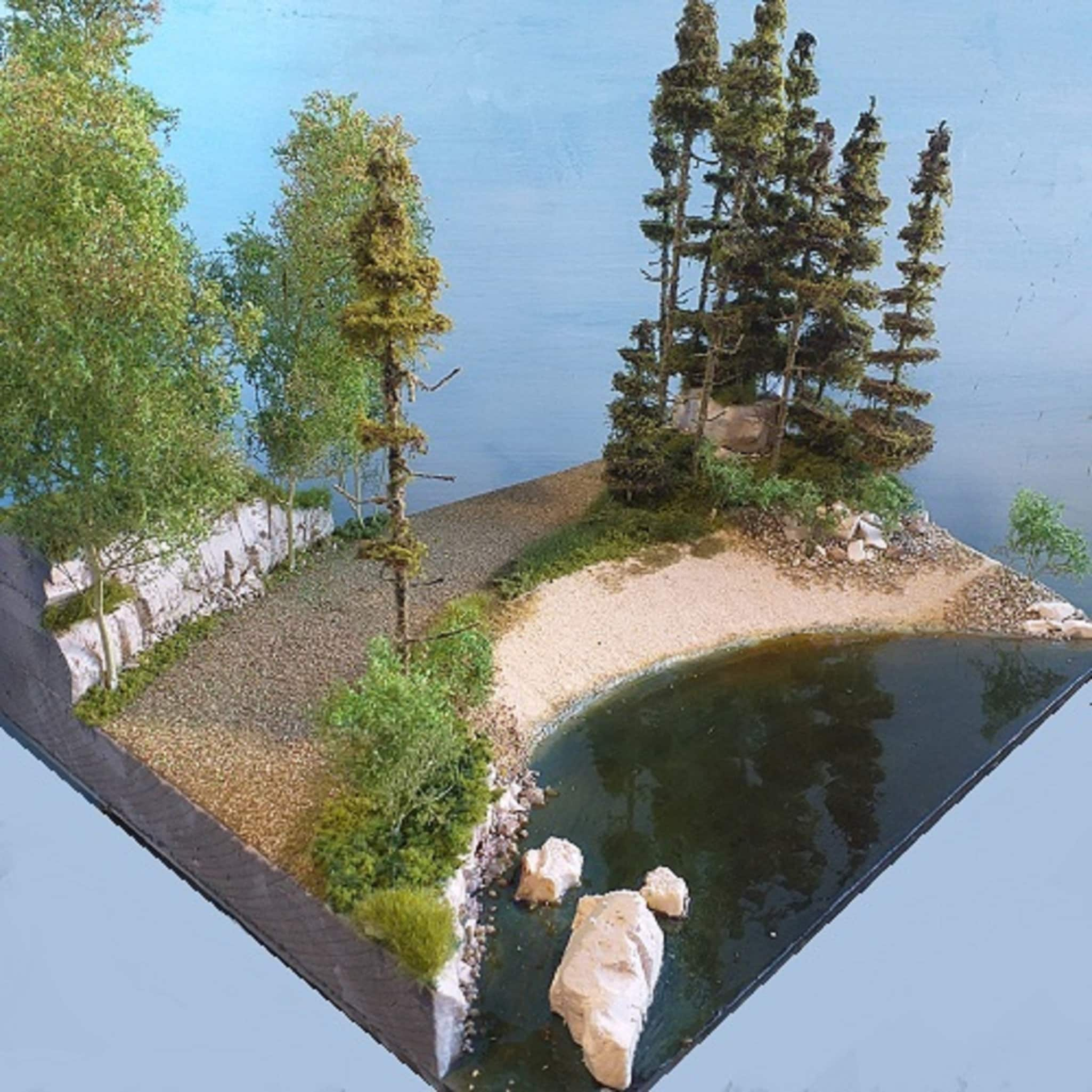 Diorama Forest, lake, waterfall, scale 1:32 to 1:160