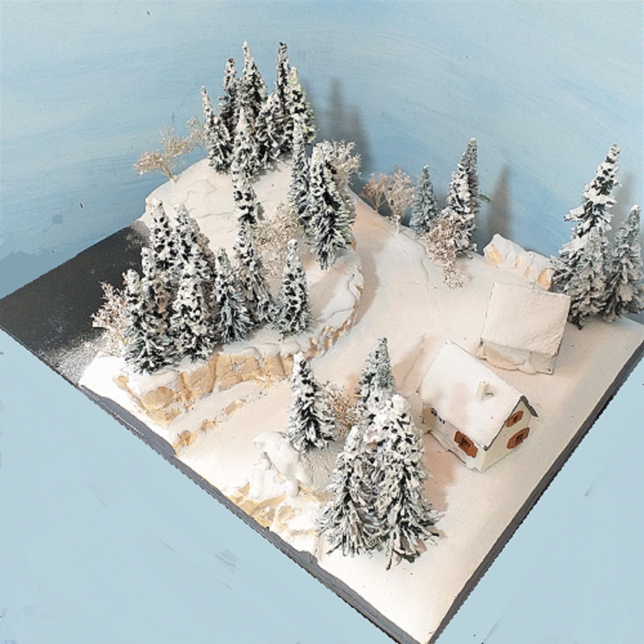 Model Winter Snow Diorama With Frozen Lake Scale 1/160 - Etsy