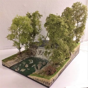 Diorama of the bronx river waterfall in Scarsdale, USA.