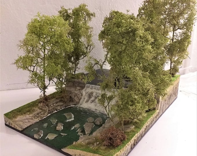 Diorama of the bronx river waterfall in Scarsdale, USA.