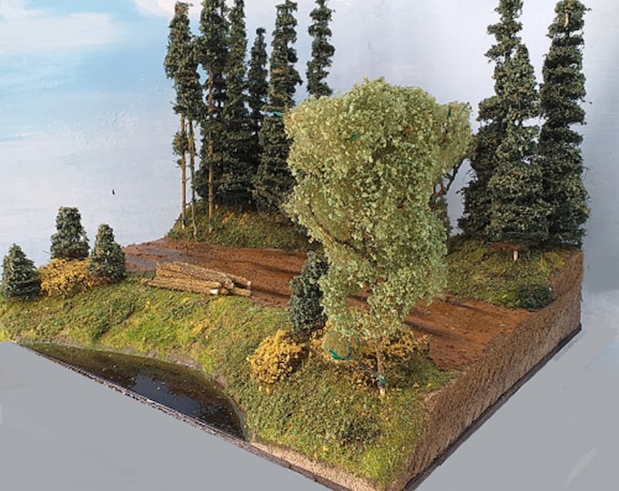 Diorama model with muddy forest road scale 1/32 to 1/100