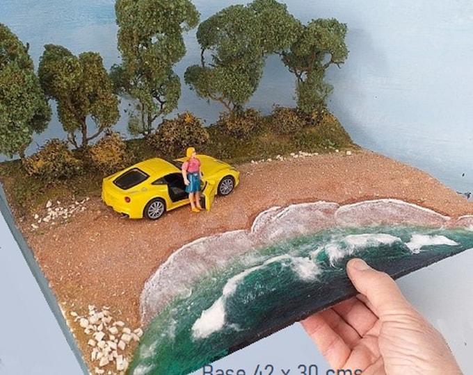 Model seashore diorama with beach for scale 1/22 to 1/100