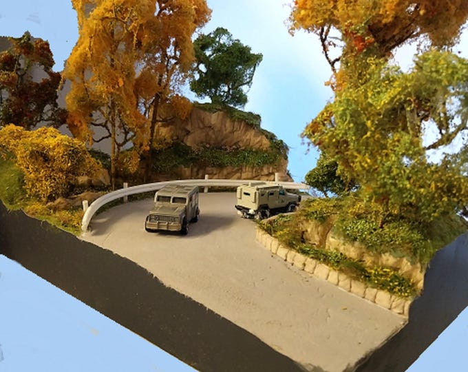 Diorama mountain road to display your cars miniatures in scale 1/45 to 1/72