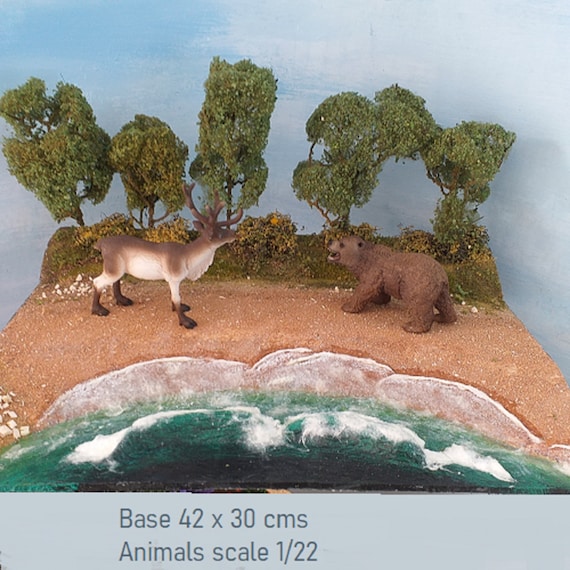 Diorama Forest, lake, waterfall, scale 1:32 to 1:160