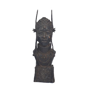 Estatua de bronce de Benín, mujer de Ife (41 cm): obra maestra africana