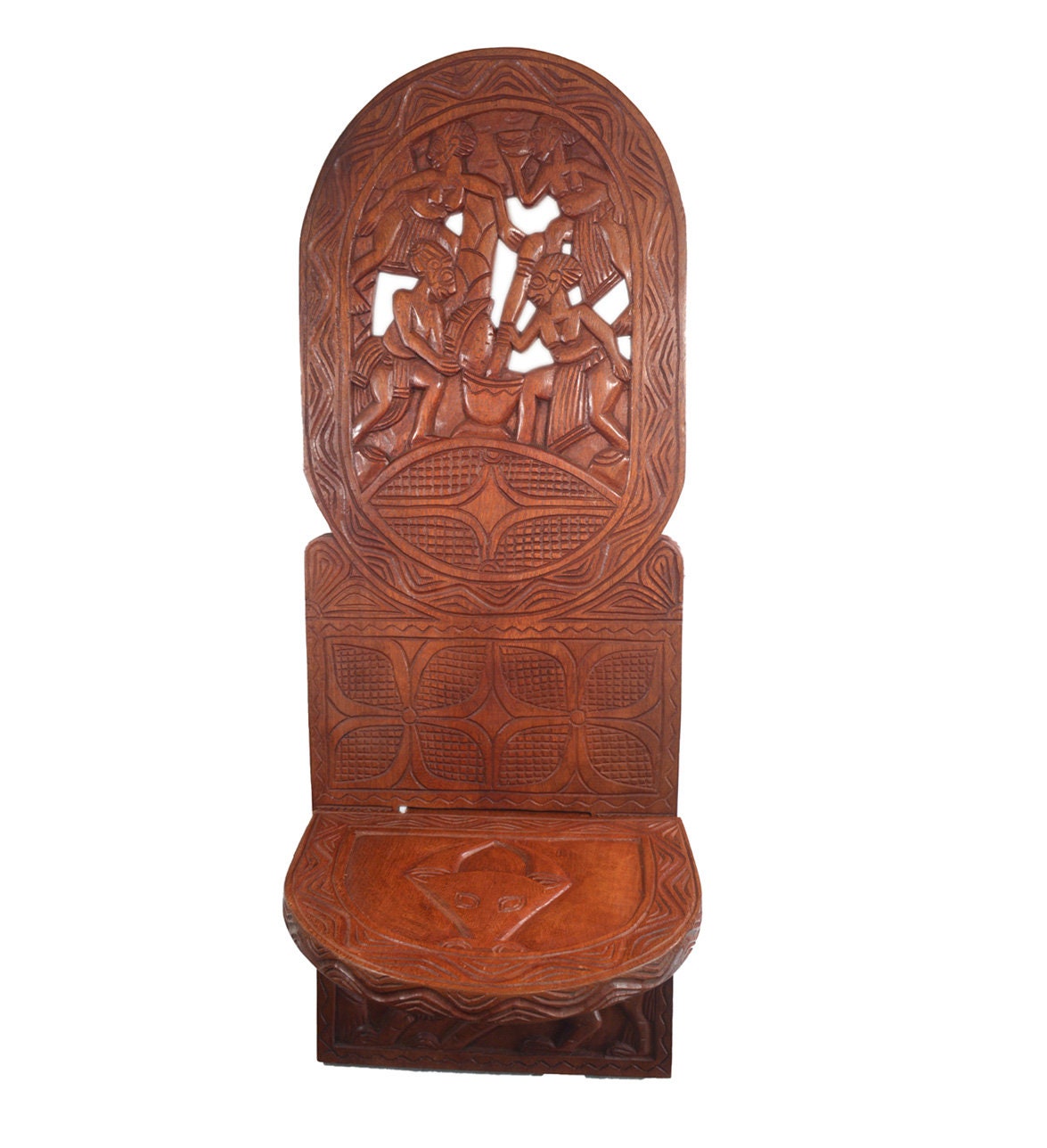 Bamoun Carved Wood Chair – Traditional African Chair from Cameroon