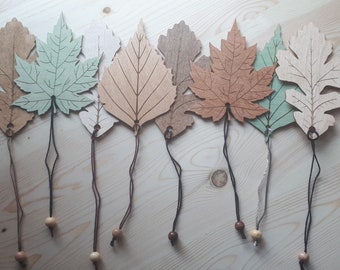 Leaf Shaped Engraved Wood Bookmark