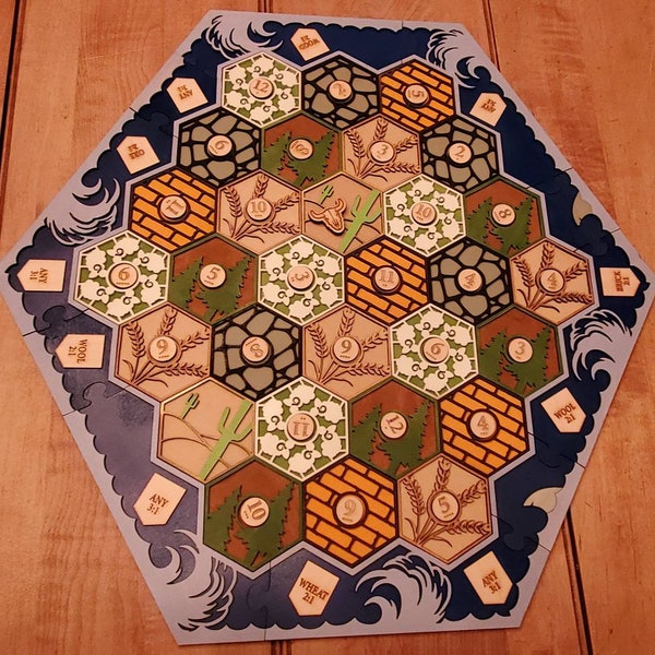 Wood Resource Tile Game Board 2-6 Players