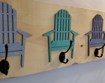 Rustic wall mounted coat rack - Muskoka Adirondack Chairs on pine with double pronged hooks