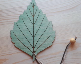 Birch Leaf Shaped Engraved Wood Bookmark