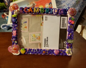 Custom made to order silicone deco whip decoden frame with NAME and Resin Charms Birthday Wedding