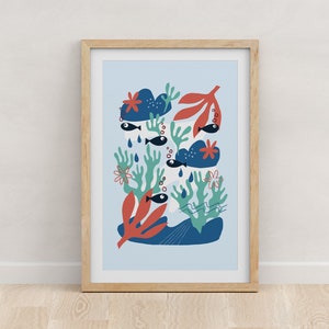 Fische im Meer | Ausschnitt Kunst Collage | Moderner Kunstdruck