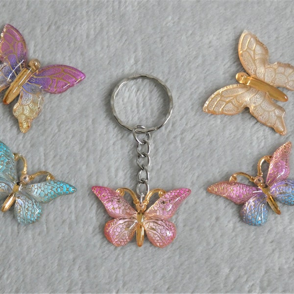 Cute Butterfly Keyring for Women and Girls / Pink Butterfly Keychain / Cute Gift for Her / Sparkly Butterfly Bag Charm / Colourful Keyring