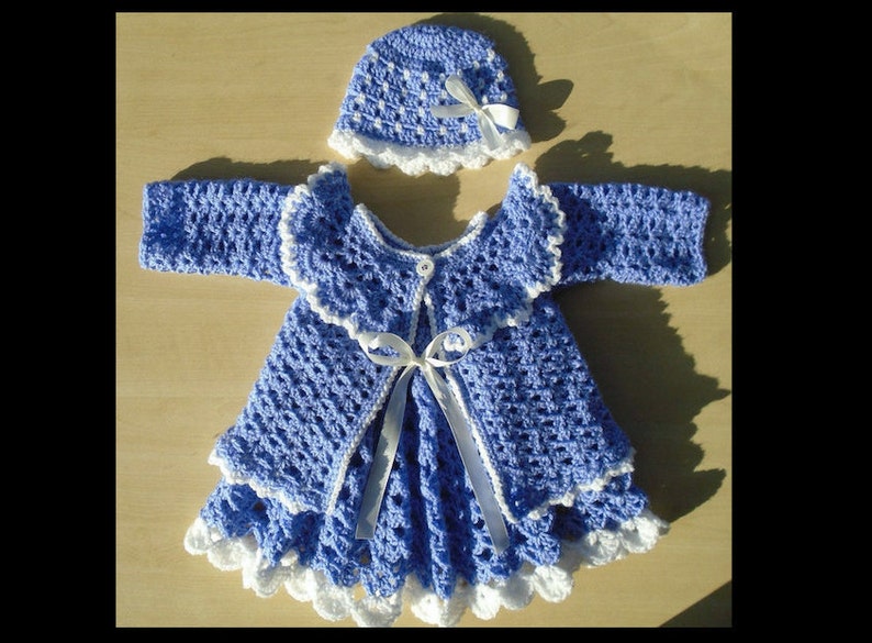 and Hat Baby Girl Sweater Christmas Baby Girl Bluebell Baby Dress Outfit 0-6 Months Crocheted Baby Dress Cardigan
