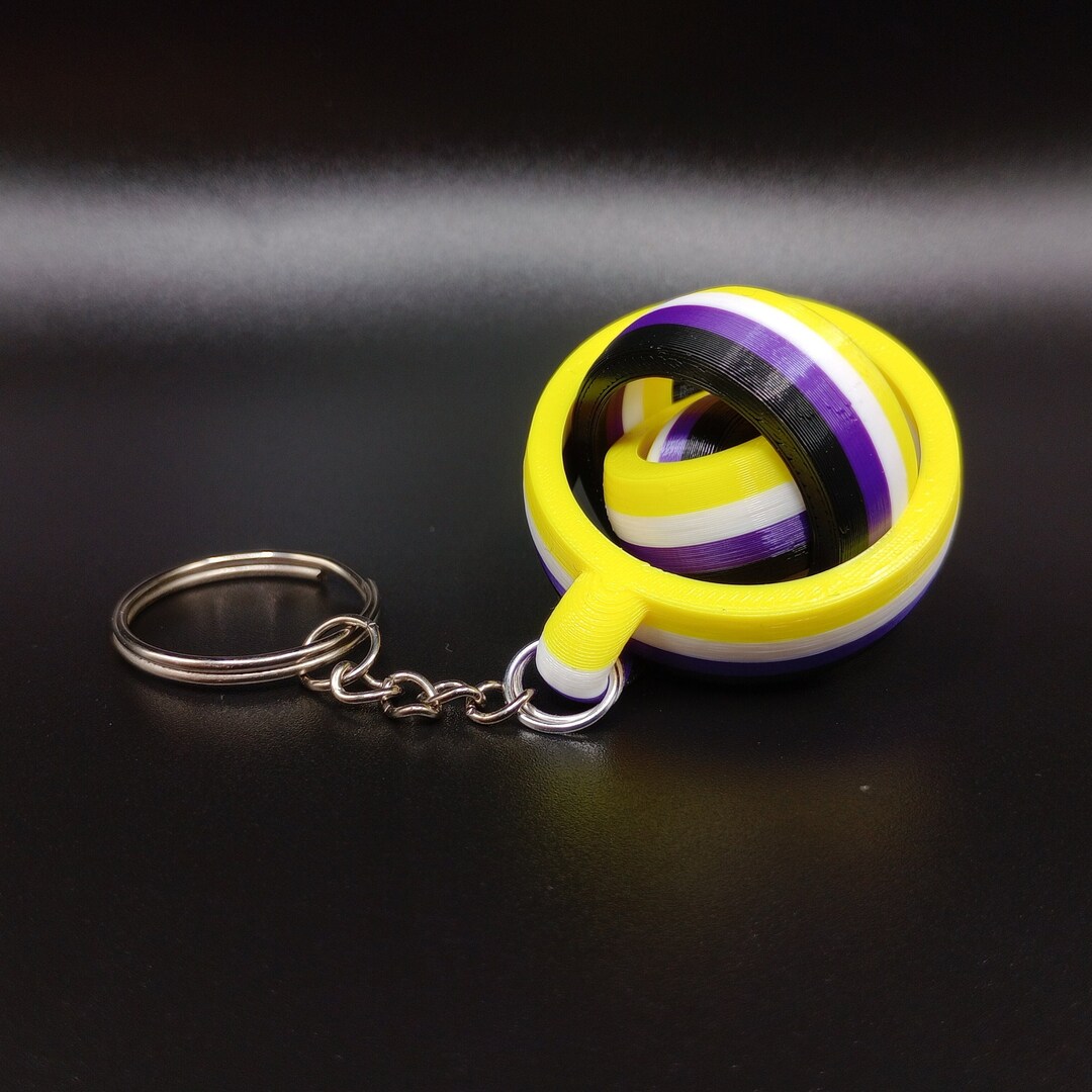 Nonbinary Gyro Fidget Toy Keychain Etsy