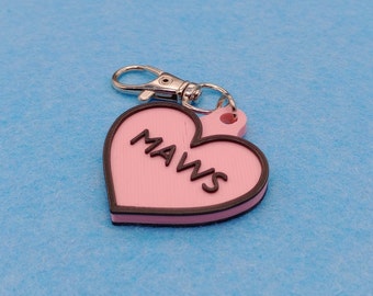 Maws Keychain: 3D Printed PLA, Dual Sided Design