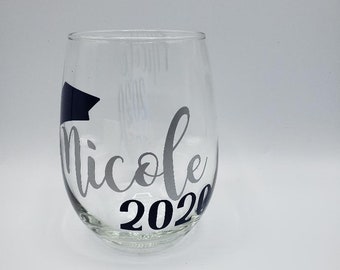 Custom Graduation Wine Glass