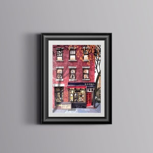 Three Lives & Co Stampa artistica, Manhattan, New York, NY, Illustrazione di libreria, A4, A3