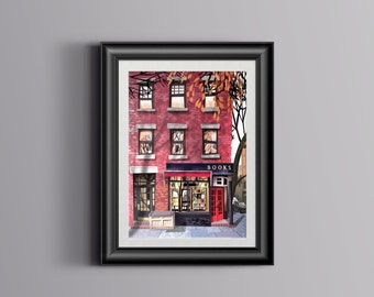 Three Lives & Co Art Print, Manhattan, New York, NY, Bookshop Illustration, A4, A3