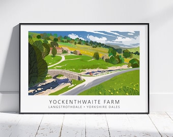 Yockenthwaite Farm, Yorkshire Dales, Landscape Illustration, A4, A3