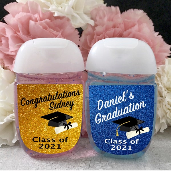 Graduation Party Hand Sanitizer Favor Label, Graduation Party Favors, Commencement Party Favors, Class of 2022, Graduation Hand Sanitizers