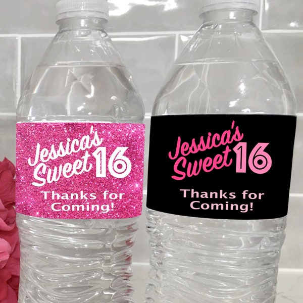 Sweet Sixteen Water Favor Label, Sweet 16 Party Favor, Sweet Sixteen Party Favor, Water Bottle Stickers, Birthday Party, Sweet Sixteen