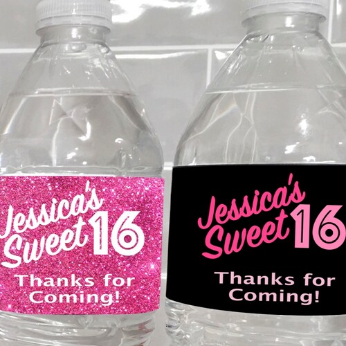 Sweet Sixteen Water Favor Label Sweet 16 Party Favor Sweet Etsy