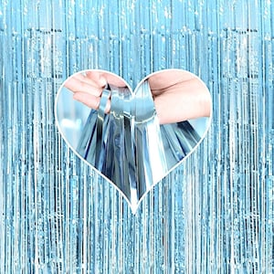 Frozen Ice Blue Bachelorette Party Foil Curtains, Birthday Photo Backdrop, Metallic Fringe Tinsel, Blue Foil Curtain, Under the Sea Backdrop