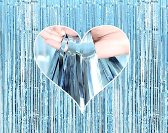 Frozen Ice Blue Bachelorette Party Foil Curtains, Birthday Photo Backdrop, Metallic Fringe Tinsel, Blue Foil Curtain, Under the Sea Backdrop