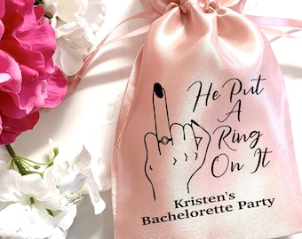 Bachelorette Survival Kit, Bachelorette Party Favor Bags, Ring Finger, Hangover Kit, Bridal Shower Bags, He Put A Ring On It, Engagement