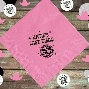 Personalized Disco Cowgirl Bachelorette Napkins, Last Disco Bachelorette Party, Disco Bridal Shower, Disco Birthday, Cosmic Cowgirl, Yeehaw