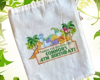 Personalized Dinosaur Birthday Party Favor Bags: Dino Decor