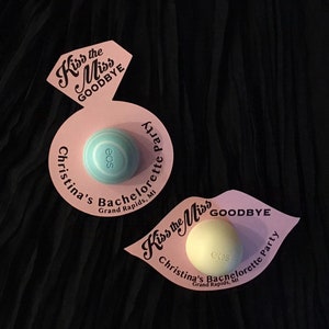 Kiss the Miss Goodbye EOS Favor, EOS Lip Balm Holder, Bachelorette Party Favor, Hen Party Favor, Bridal Shower Favor, Last Fling Before Ring