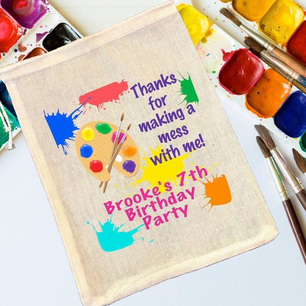 Paint Party Favor Bags, Art Party Favors, Paint Birthday Party Favors, Birthday Party Favor Bags, Art Birthday Party, Let's Get Messy Bags
