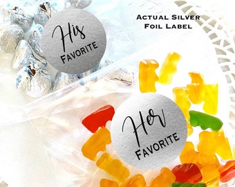 His and Her Favorite Wedding Favor Bags, Wedding Candy Treat Labels, Wedding Treat Bags, Hotel Welcome Bag Fillers, Bridal Shower Favors
